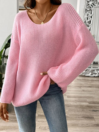 Round Neck Long Sleeve Sweater Divacious