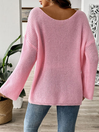 Round Neck Long Sleeve Sweater Divacious