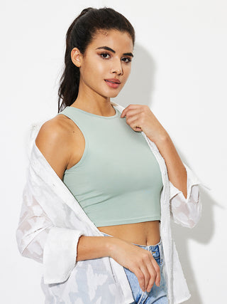Round Neck Cropped Tank Divacious