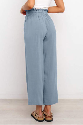 Drawstring Paperbag Waist Wide Leg Pants Divacious