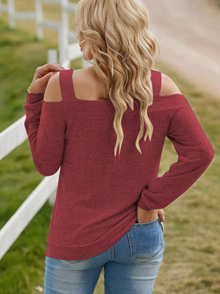 Full Size Cutout Cold Shoulder Blouse Divacious
