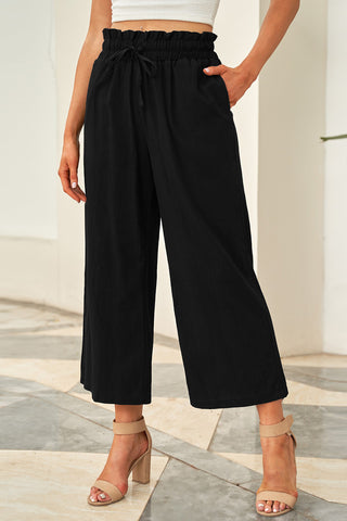 Drawstring Paperbag Waist Wide Leg Pants Divacious