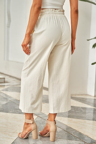 Drawstring Paperbag Waist Wide Leg Pants Divacious