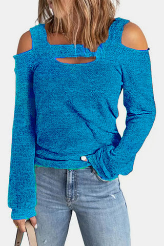 Full Size Cutout Cold Shoulder Blouse Divacious