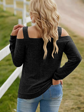 Full Size Cutout Cold Shoulder Blouse Divacious