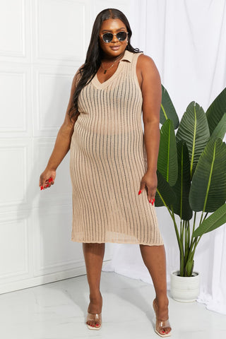 Openwork Johnny Collar Cover Up Dress Divacious