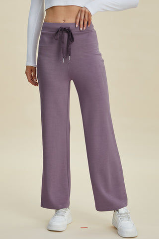 Full Size Air Scuba Drawstring Wide Leg Pants Divacious