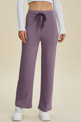 Full Size Air Scuba Drawstring Wide Leg Pants Divacious