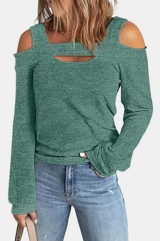 Full Size Cutout Cold Shoulder Blouse Divacious