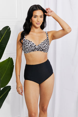 Marina West Swim Take A Dip Twist High-Rise Bikini in Leopard Divacious