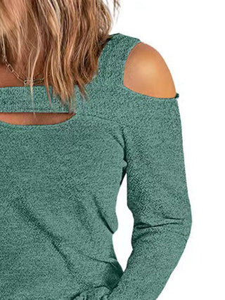 Full Size Cutout Cold Shoulder Blouse Divacious