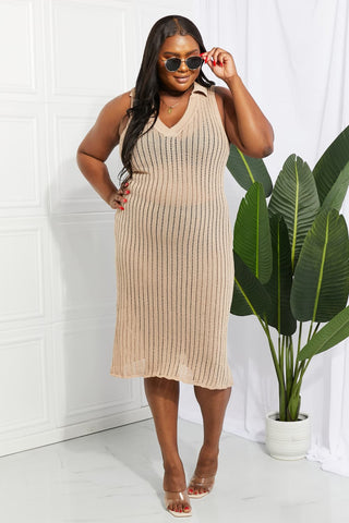 Openwork Johnny Collar Cover Up Dress Divacious