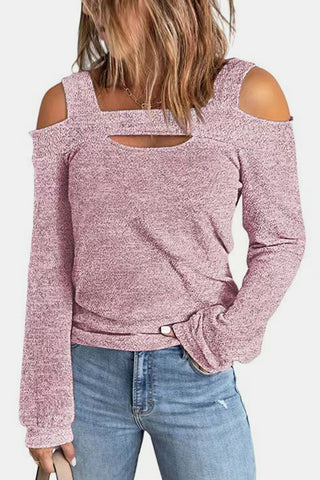 Full Size Cutout Cold Shoulder Blouse Divacious