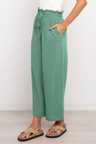 Drawstring Paperbag Waist Wide Leg Pants Divacious