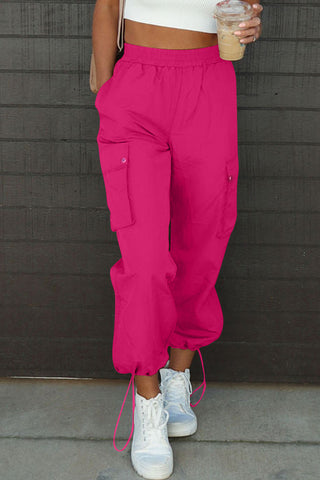 Drawstring Elastic Waist Pants with Pockets Divacious