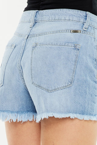 Kancan Raw Hem Distressed High Waist Denim Shorts Divacious