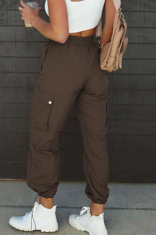 Drawstring Elastic Waist Pants with Pockets Divacious