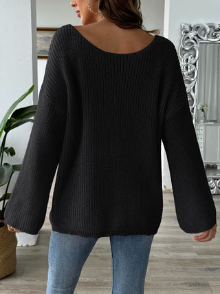 Round Neck Long Sleeve Sweater Divacious