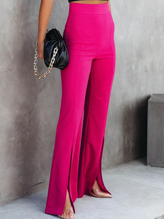 Front Slit Flare Leg Pants Divacious