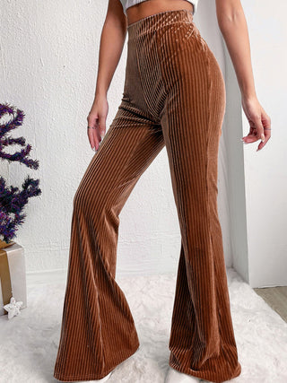 Ribbed High Waist Bootcut Pants Divacious