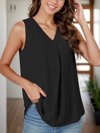 Full Size Ruched V-Neck Tank Divacious
