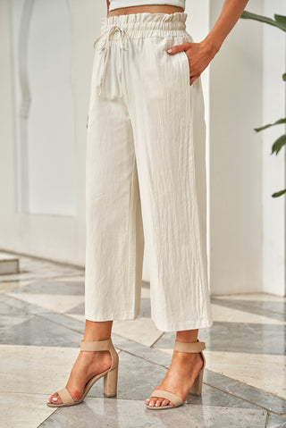 Drawstring Paperbag Waist Wide Leg Pants Divacious