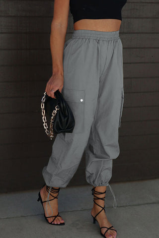 Drawstring Elastic Waist Pants with Pockets Divacious