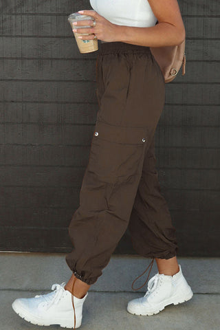 Drawstring Elastic Waist Pants with Pockets Divacious