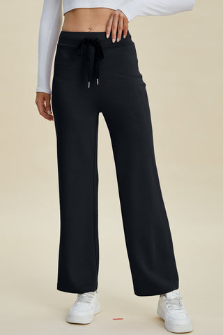 Full Size Air Scuba Drawstring Wide Leg Pants Divacious