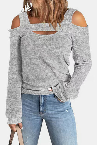 Full Size Cutout Cold Shoulder Blouse Divacious
