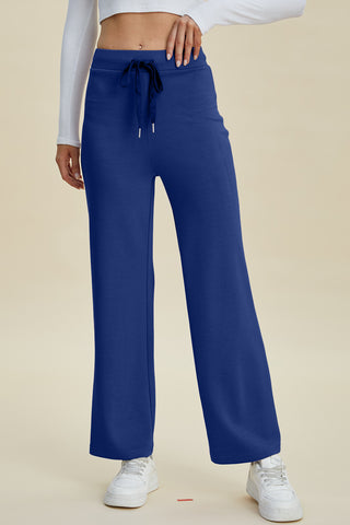 Full Size Air Scuba Drawstring Wide Leg Pants Divacious