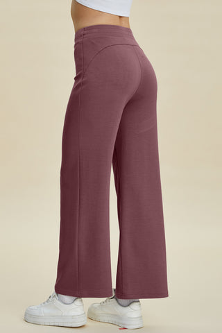Full Size Air Scuba Drawstring Wide Leg Pants Divacious