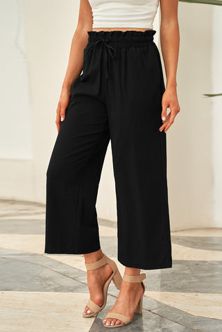 Drawstring Paperbag Waist Wide Leg Pants Divacious