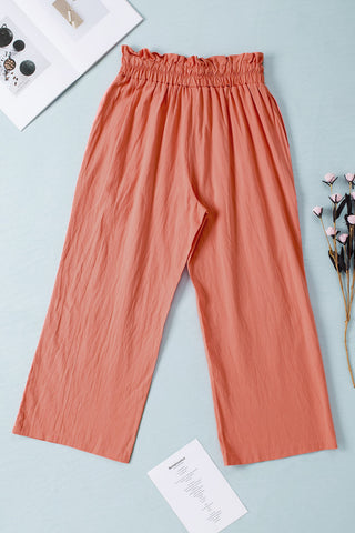 Drawstring Paperbag Waist Wide Leg Pants Divacious