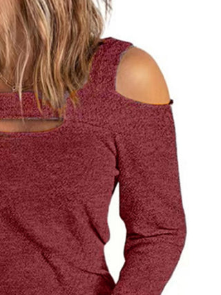 Full Size Cutout Cold Shoulder Blouse Divacious