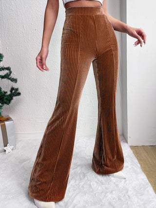 Ribbed High Waist Bootcut Pants Divacious