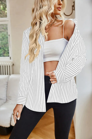 Striped Button Up Long Sleeve Shirt Divacious