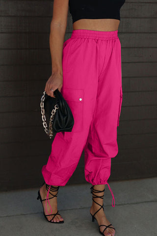 Drawstring Elastic Waist Pants with Pockets Divacious