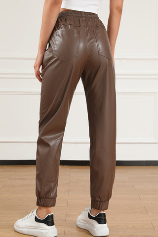 Drawstring PU Leather Pants Divacious