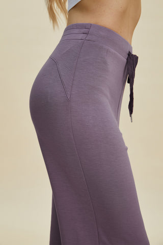 Full Size Air Scuba Drawstring Wide Leg Pants Divacious