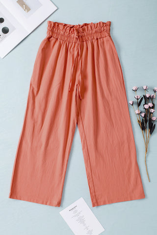 Drawstring Paperbag Waist Wide Leg Pants Divacious