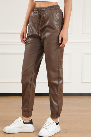 Drawstring PU Leather Pants Divacious