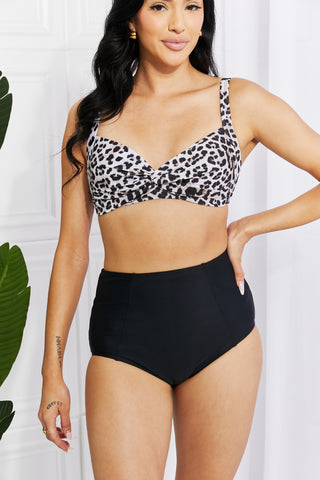 Marina West Swim Take A Dip Twist High-Rise Bikini in Leopard Divacious