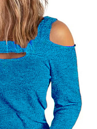 Full Size Cutout Cold Shoulder Blouse Divacious
