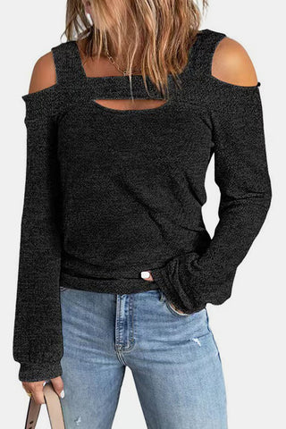 Full Size Cutout Cold Shoulder Blouse Divacious