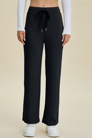 Full Size Air Scuba Drawstring Wide Leg Pants Divacious