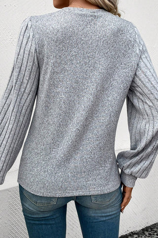 Ribbed Round Neck Long Sleeve Knit Top Divacious