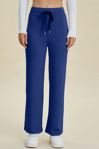 Full Size Air Scuba Drawstring Wide Leg Pants Divacious