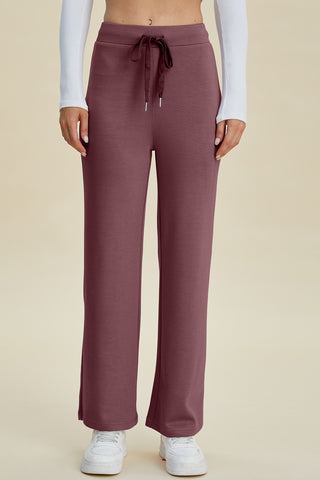Full Size Air Scuba Drawstring Wide Leg Pants Divacious