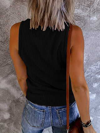 Ribbed V-Neck Wide Strap Tank Divacious